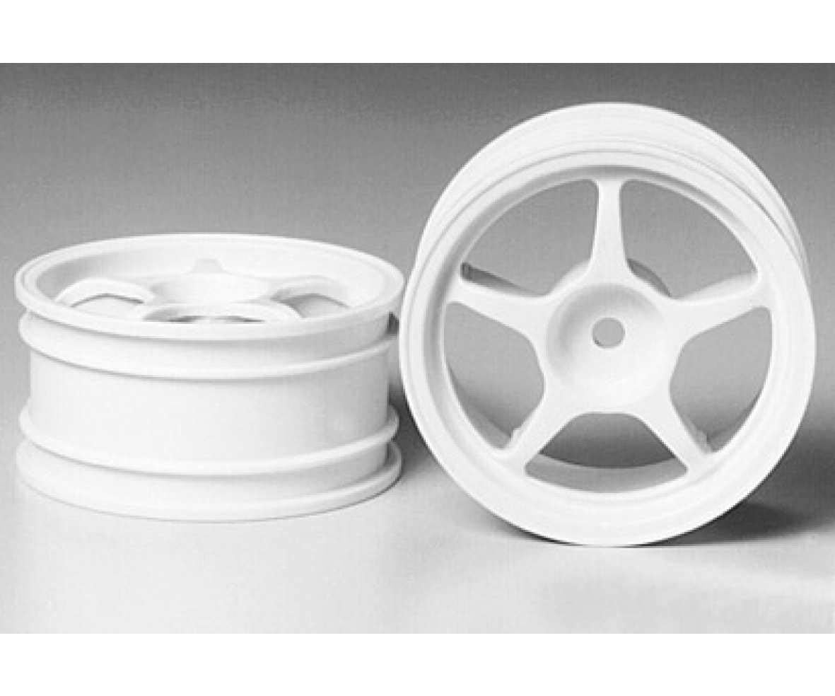 Tamiya 300053232 – 5-Spoke Rims, One Piece, 26 mm, Pack of 2, White