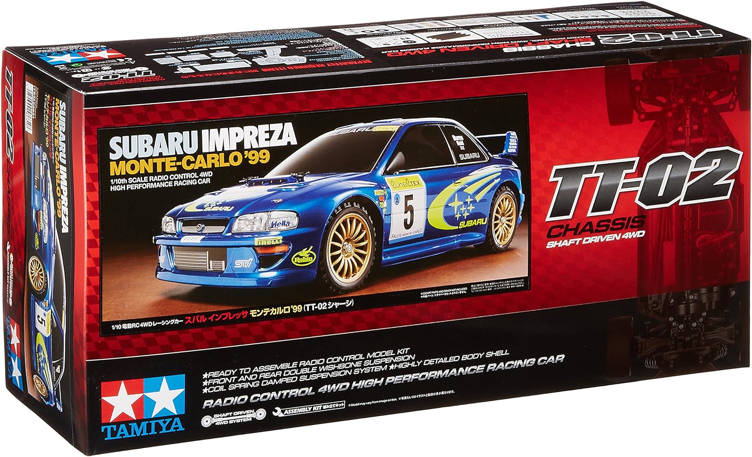 Tamiya 58632 – 1:10 RC Subaru Impreza MC 99 TT-02 Model Car & 300053068 Electric Motor 540 Sport Tuned + Electric Motor 540 Sport Tuned