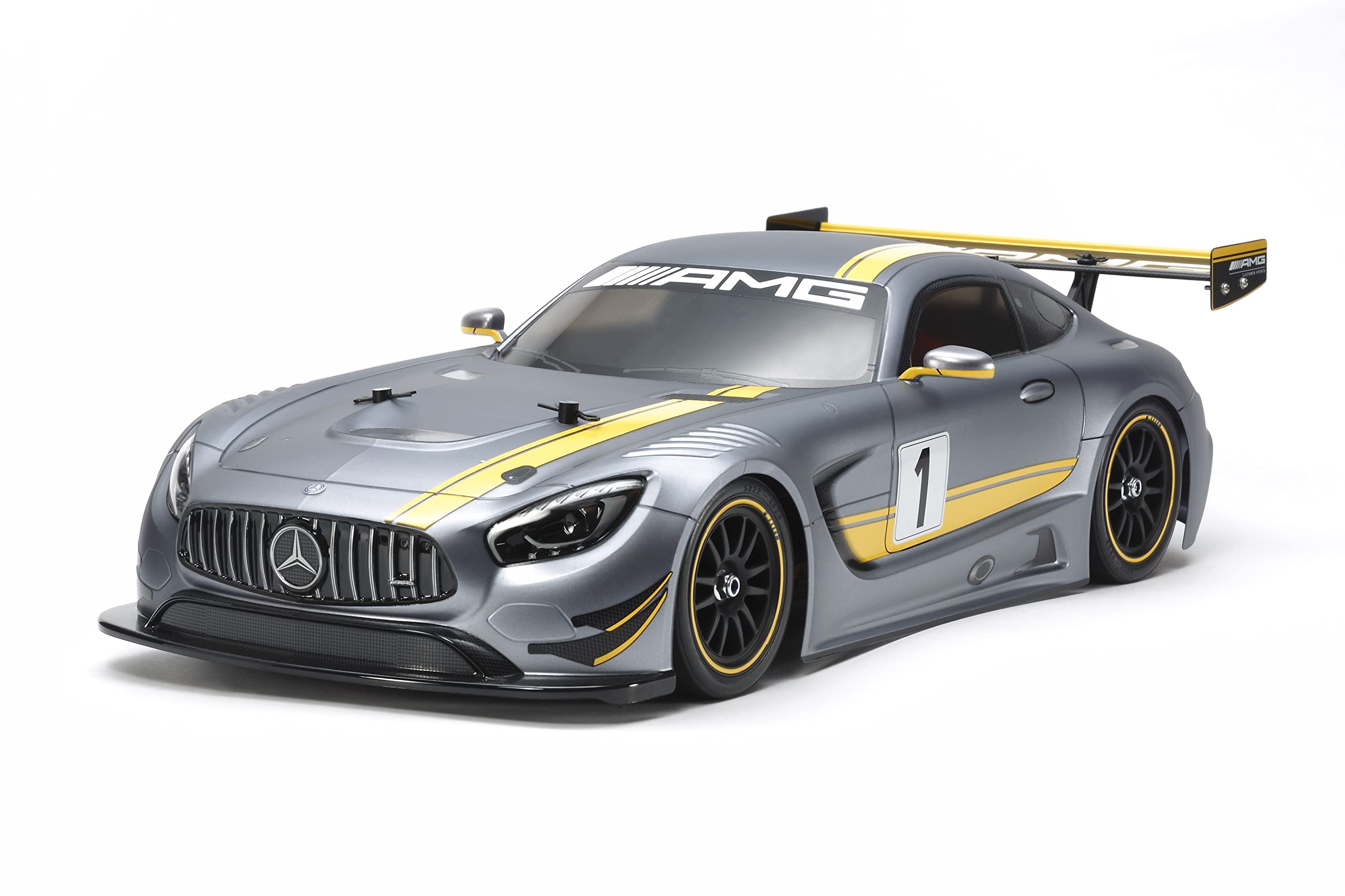 TAMIYA TAM58639 58639-1 Mercedes-Benz 1:10 AMG GT3 (TT-02) – Remote Controlled Electric Motor – RC Construction Kit – Model Vehicle – On Road – Section Car – Polycarbonate Body – Unpainted – 58639