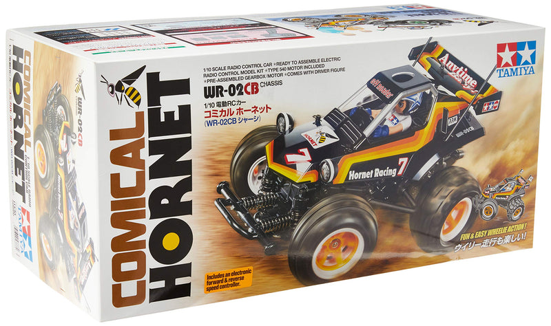 TAMIYA TAM58666 58666-1:10 RC Comical Hornet (WR-02CB), Remote Controlled Car/Vehicle, Model Building, Hobby Assembly, Black