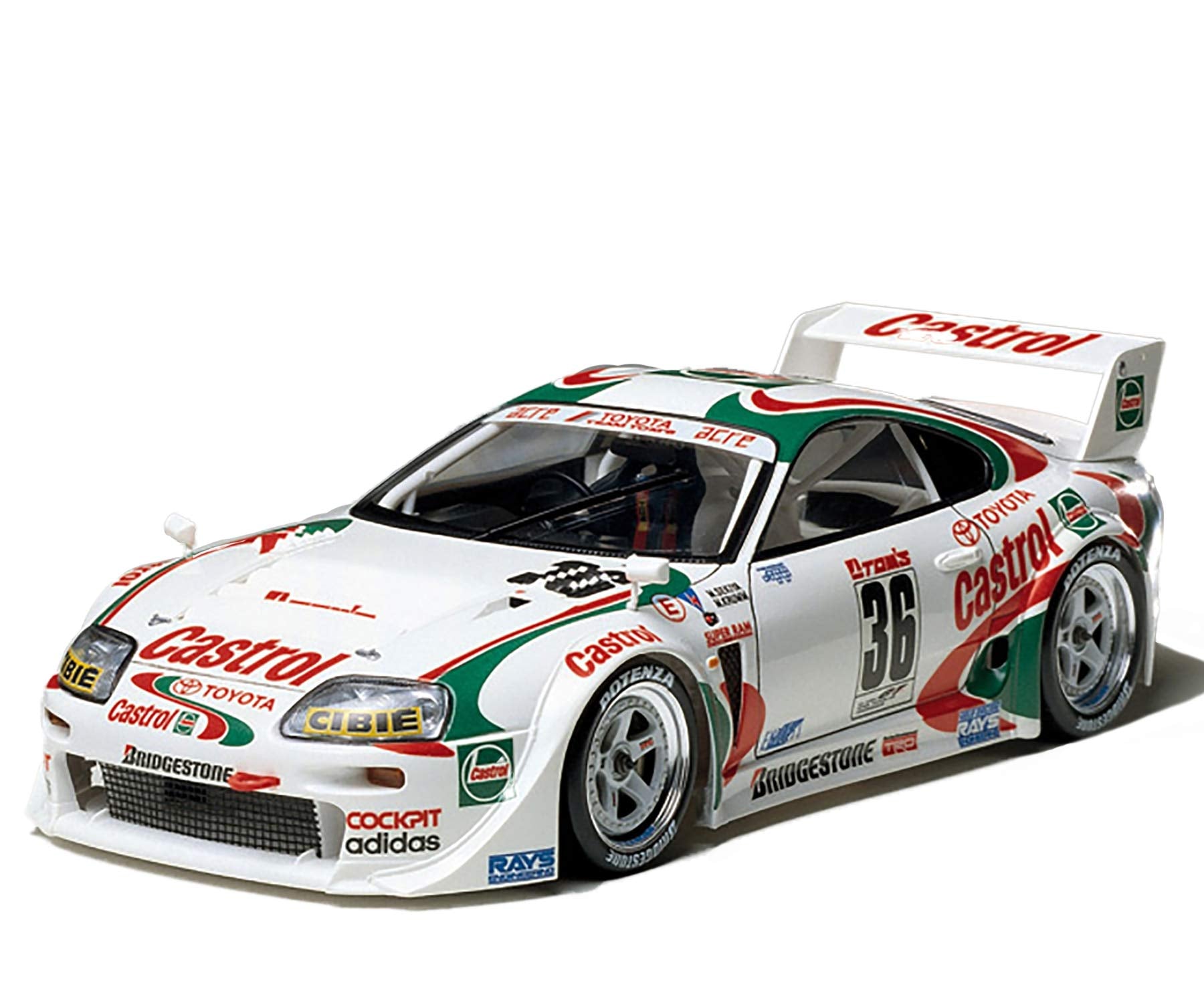 Tamiya 24163 1:24 Castrol Toyota Tom´s Supra GT, Modellbausatz,Plastikbausatz, Bausatz zum Zusammenbauen, detaillierte Nachbildung, Rot/Ausflug, einfarbig (Getaway Solids