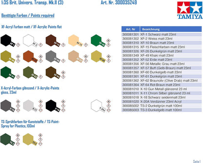 TAMIYA 300035249 35249 Universal Carrier Mk.II Forced Recon 1:35 Military Model Kit