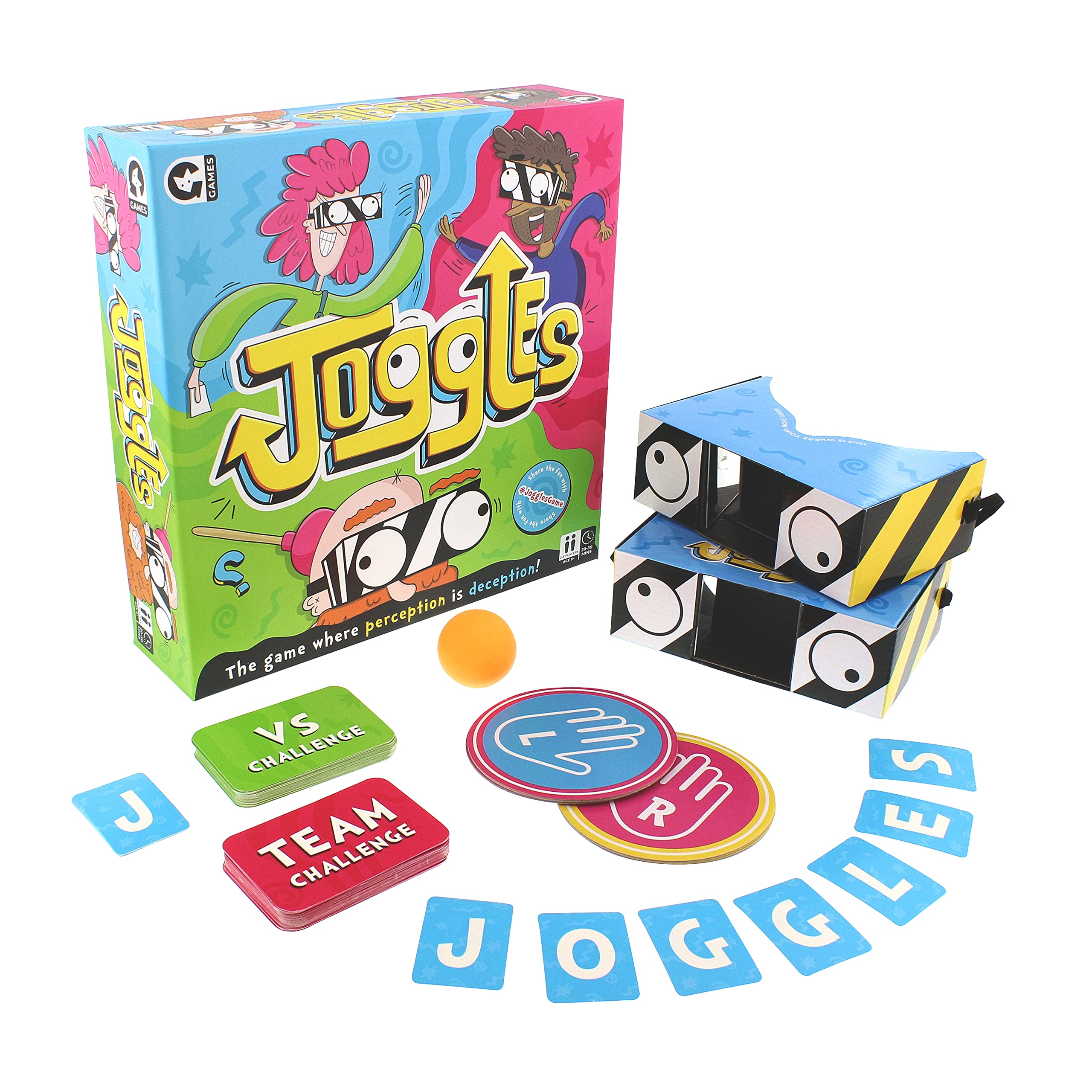 Ginger Fox Joggles Party Game. Change The Way You See Things By Putting On The Joggles Goggles And Completing Hilarious Challenges Whilst Your Left And Right Vision Are Switched The Wrong Way Around.