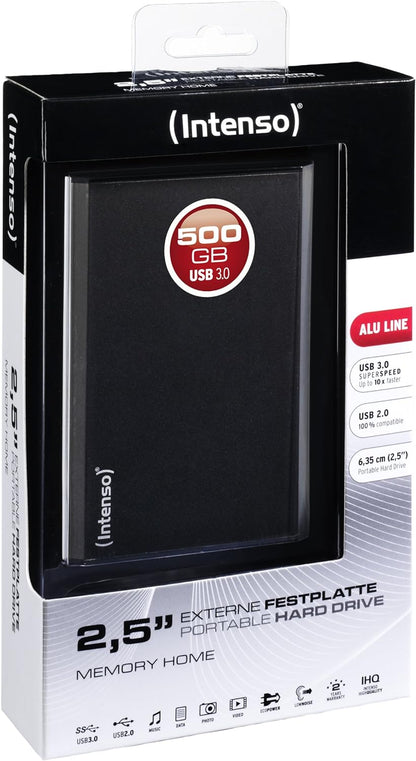 Intenso 6026530 500GB Memory Home USB 3.0 2.5 Inch External Hard Drive - Anthracite 500 gb - charcoal