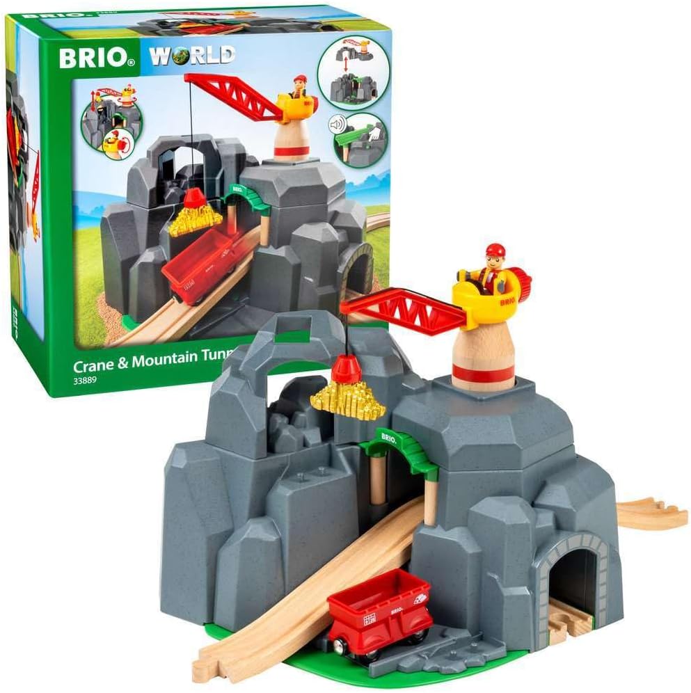 BRIO World Crane and Mountain Tunnel Train Set Accessories for Kids Age 3 Years Up - Compatible with all BRIO Railway Sets & Accessories Single