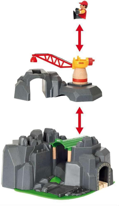 BRIO World Crane and Mountain Tunnel Train Set Accessories for Kids Age 3 Years Up - Compatible with all BRIO Railway Sets & Accessories Single