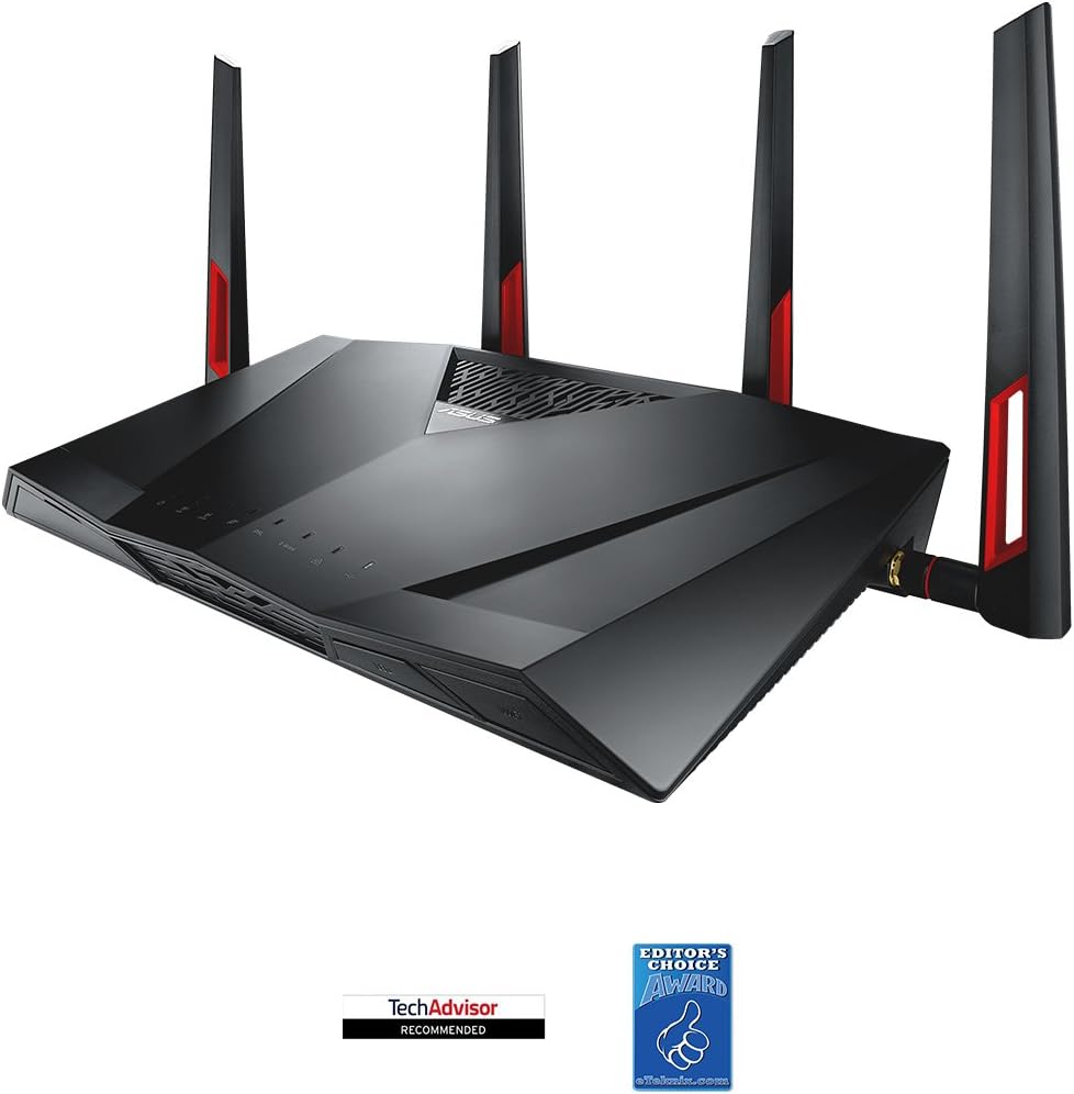 ASUS DSL-AC88U AC3100 Wi-Fi Gigabit Modem Router, Upto 18x Speed than VDSL2, USB 3.0 for LTE/3G Connection, Media Server for (BT Infinity, YouView, TalkTalk, EE and Plusnet Fibre) - Black