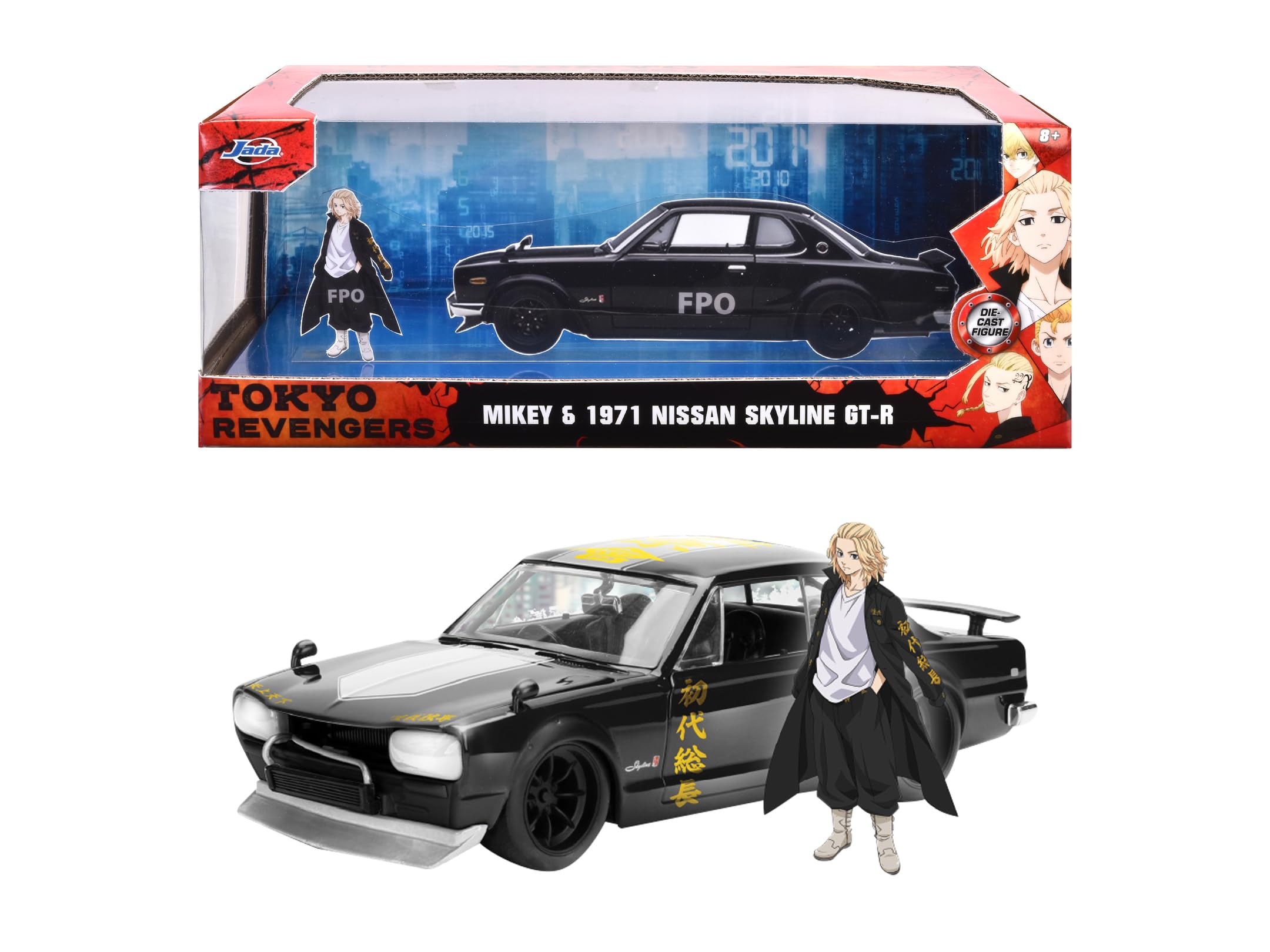 Jada Tokyo Revengers 1971 Nissan Skyline GTR 1:24 Die-Cast Vehicle with Mikey figure. Toys for Kids and Adults