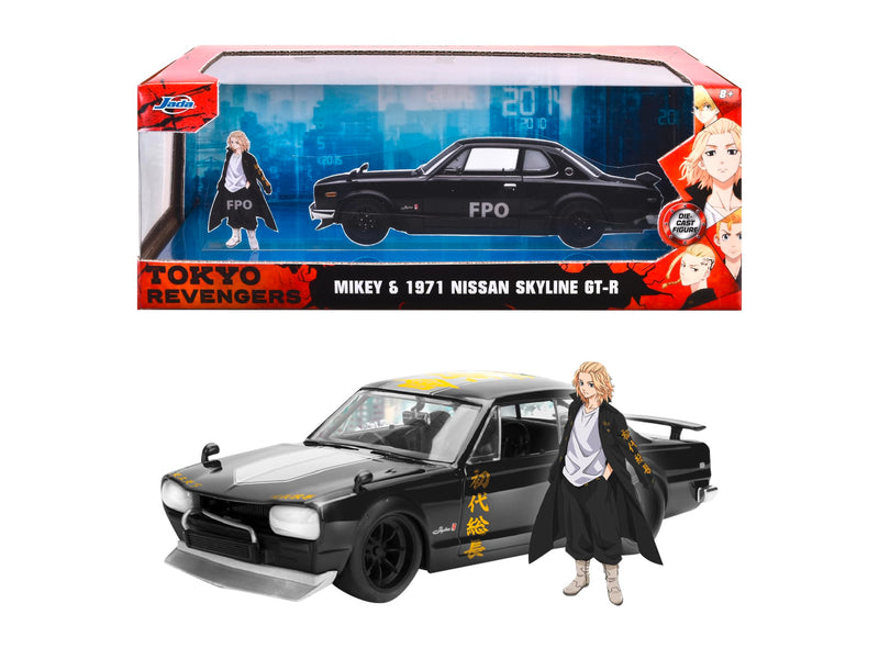Jada Tokyo Revengers 1971 Nissan Skyline GTR 1:24 Die-Cast Vehicle with Mikey figure. Toys for Kids and Adults