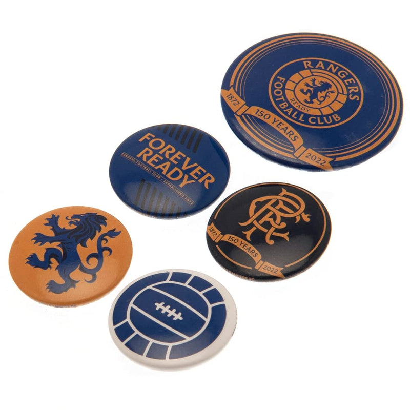 Rangers FC Button Badge Set One Size Royal Blue/White/Brown