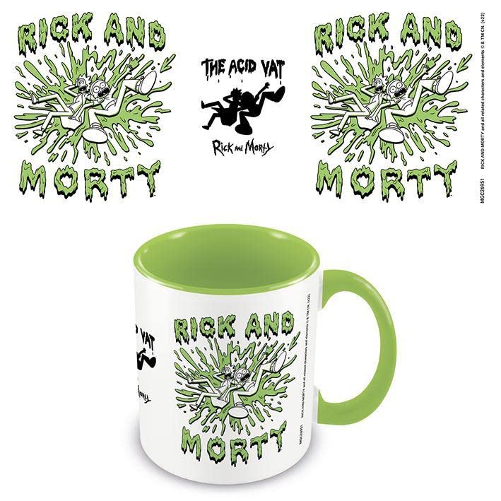 RICK AND MORTY - Tazza design interno a due colori acido Vat, Verde, Bianco, Nero