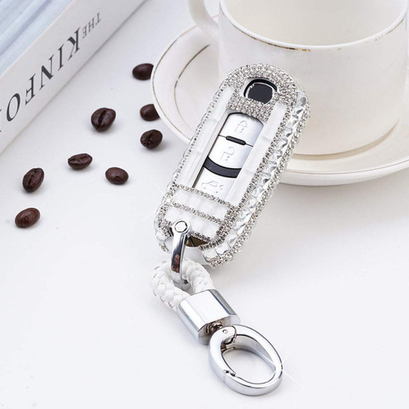 Diamond Crystal Car Remote Key Cover Case For Mazda 2 3 6 Axela Atenza C A-white Keychain