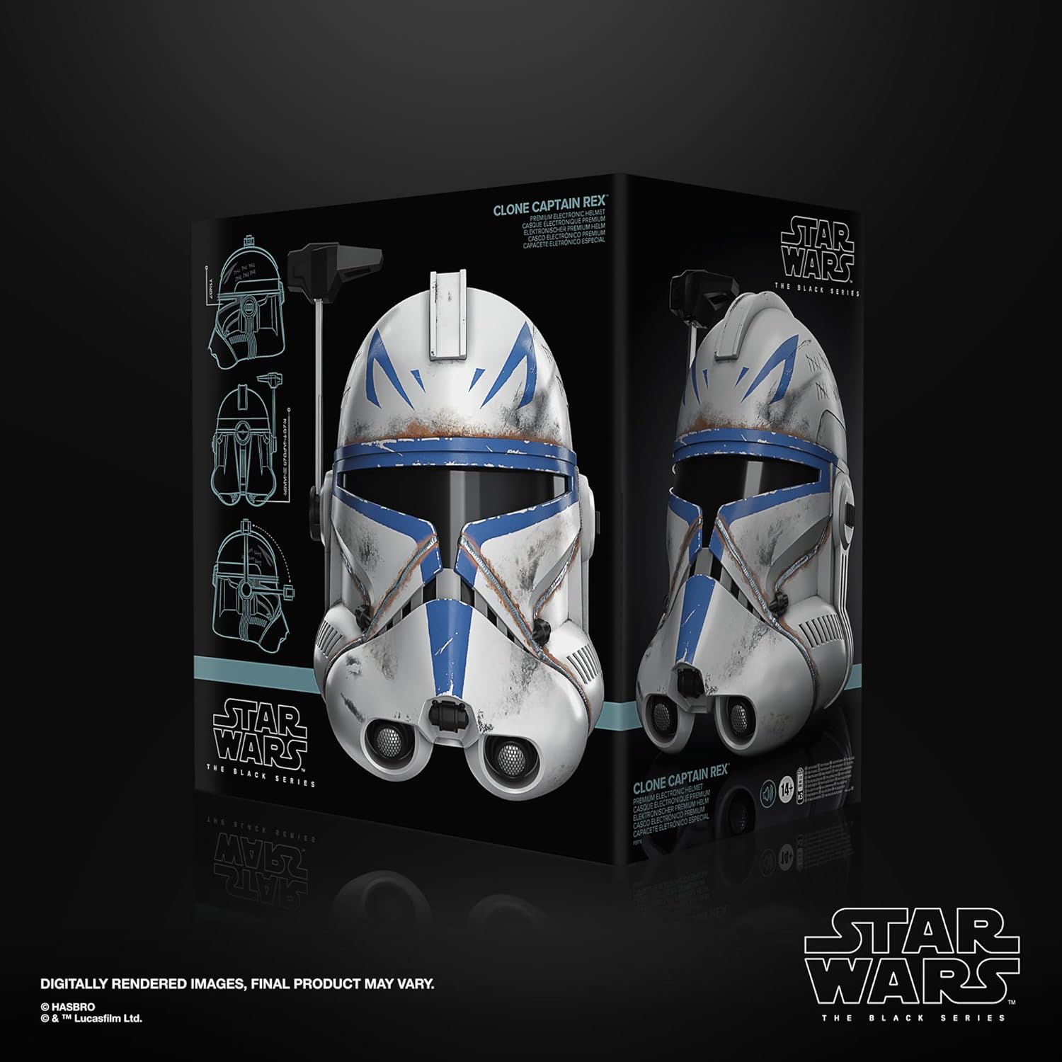 Star Wars The Black Series Clone Captain Rex Premium Electronic Helmet, Star Wars: Ahsoka Adult Roleplay Item
