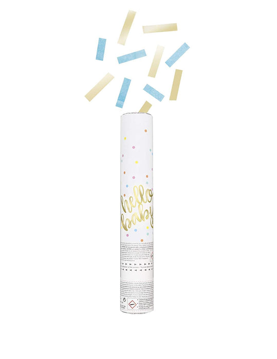 Hello Baby Blue Confetti Cannon - Perfect for Gender Reveals & Baby Showers - 1 Pc