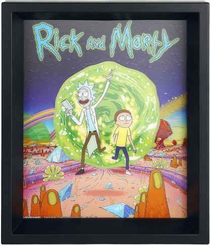 Cartoon Network Rick and Morty Portal 3D Lenticular Poster, Multi-Colour, 10 x 8-Inch