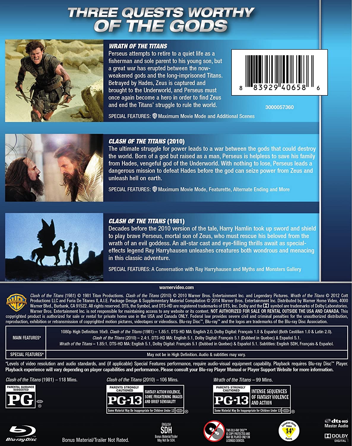 Clash of the Titans (2010) / Clash of the Titans (1981) / Wrath of the Titans (3FE)