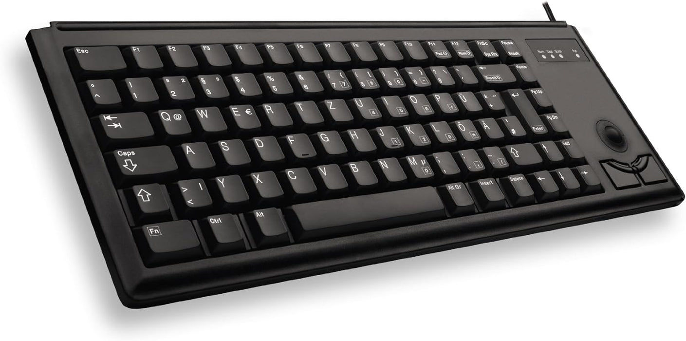 Cherry G84-4400 Compact Ultra Slim Trackball USB Keyboard - Black UK Layout - QWERTY Black