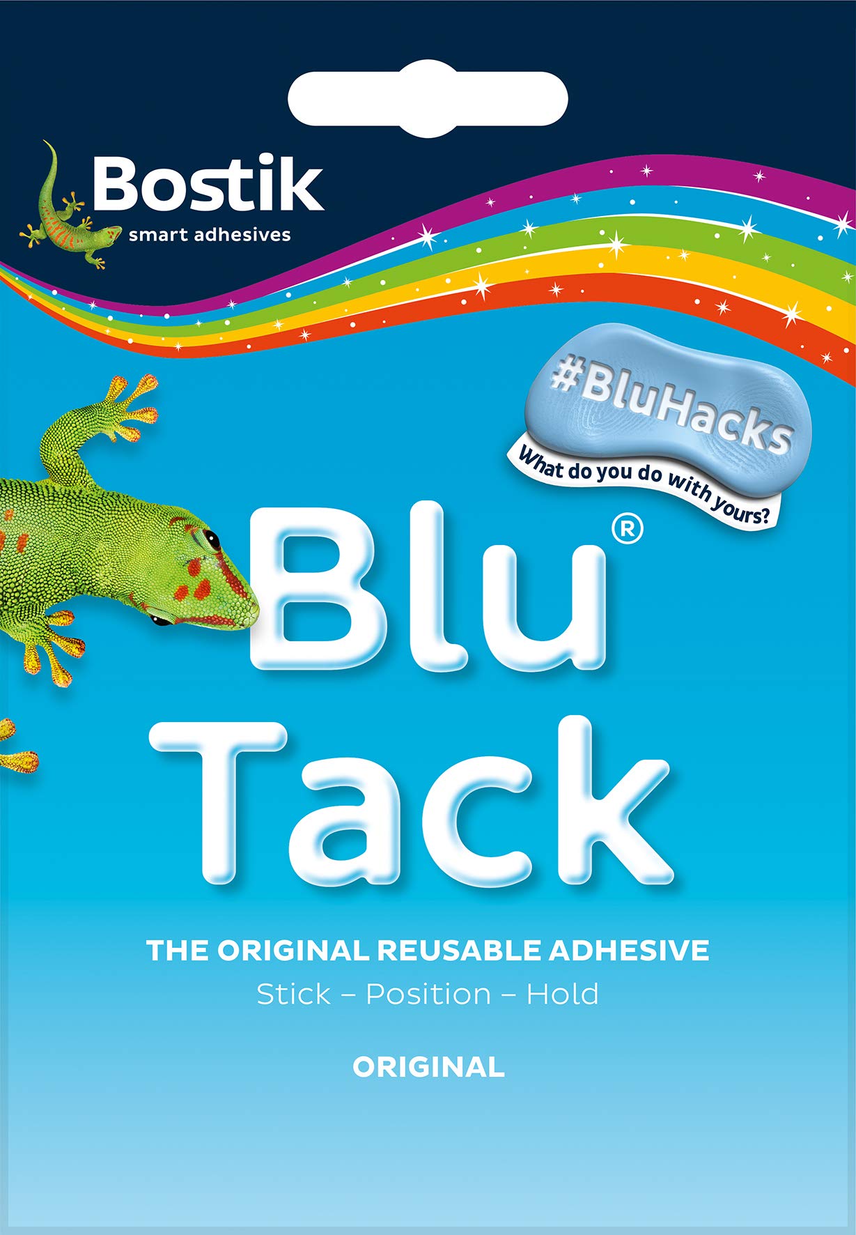Bostik Blu Tack, Multipurpose Reusable Adhesive, Clean, Safe & Easy to Use, Non-Toxic, Handy Size, Colour: Blue Blue Handy