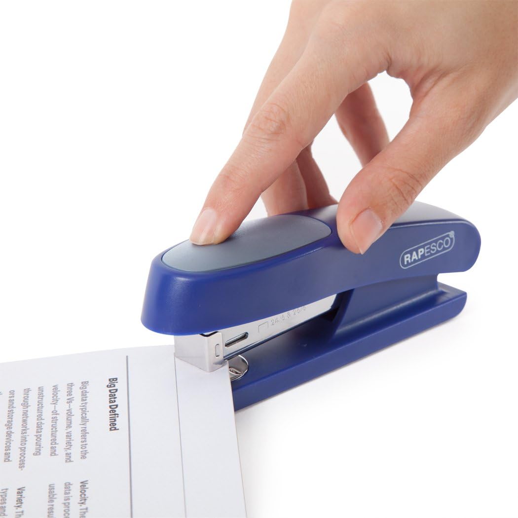 Rapesco RR7260L3 Sting Ray Half Strip Stapler, 20 Sheet Capacity, Blue