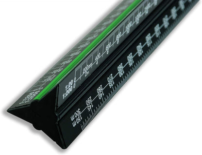 Scale Ruler 30cm, Linex, Triangular, Aluminium, Black