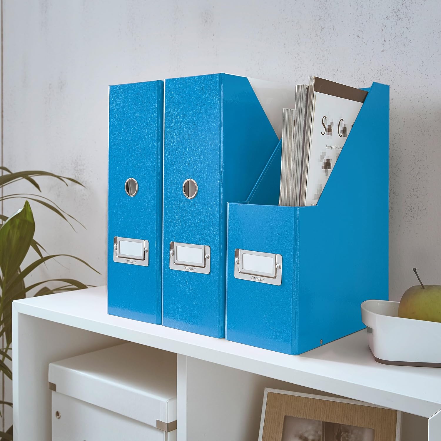 Leitz Magazine File Holder, A4, Cardboard Document Storage Box with Label, Foldable with Label, for Home, Office & School, Click and Store Range 60470036