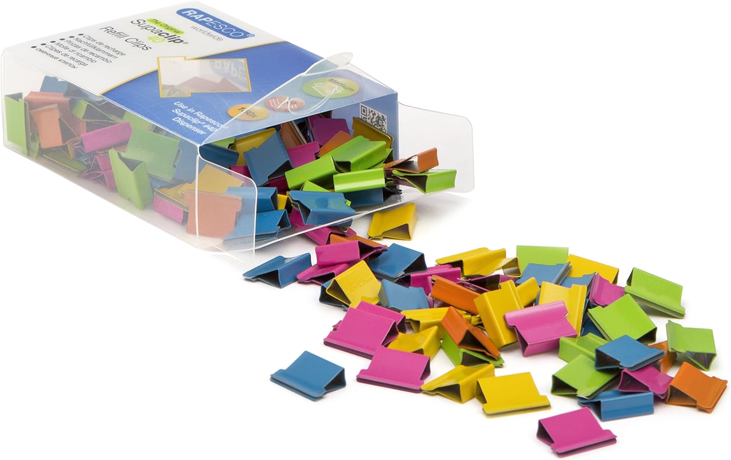 Rapesco CP15040M Supaclip 40 Refill Clips, Assorted Colours, Pack of 150