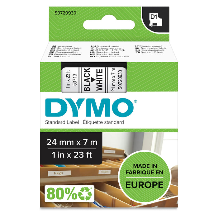 DYMO Authentic D1 Labels Black Print on White 24mm x 7m Self-Adhesive Labels for LabelManager Label Printers black/white 24 mm x 7 m