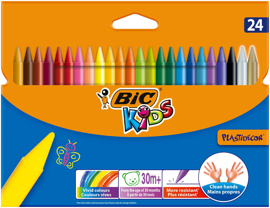 BIC Kids Plastidecor Colouring Crayons, Crayons for Drawing and Crafts, Assorted Colours