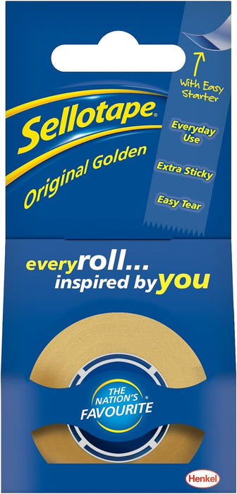 Sellotape Original Golden Tape Roll Non-static Easy-tear Retail Pack 18mmx25m Ref 1443169 {Pack 8] 1 Gold