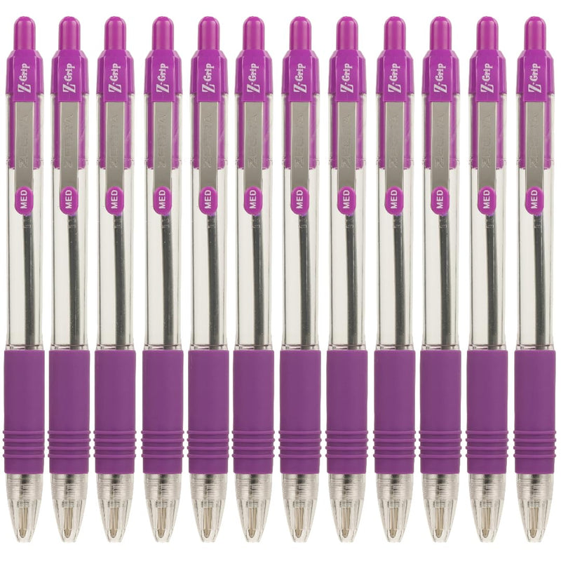 Zebra Z-Grip 1.0 mm Ballpoint Pen - Violet (Pack of 12