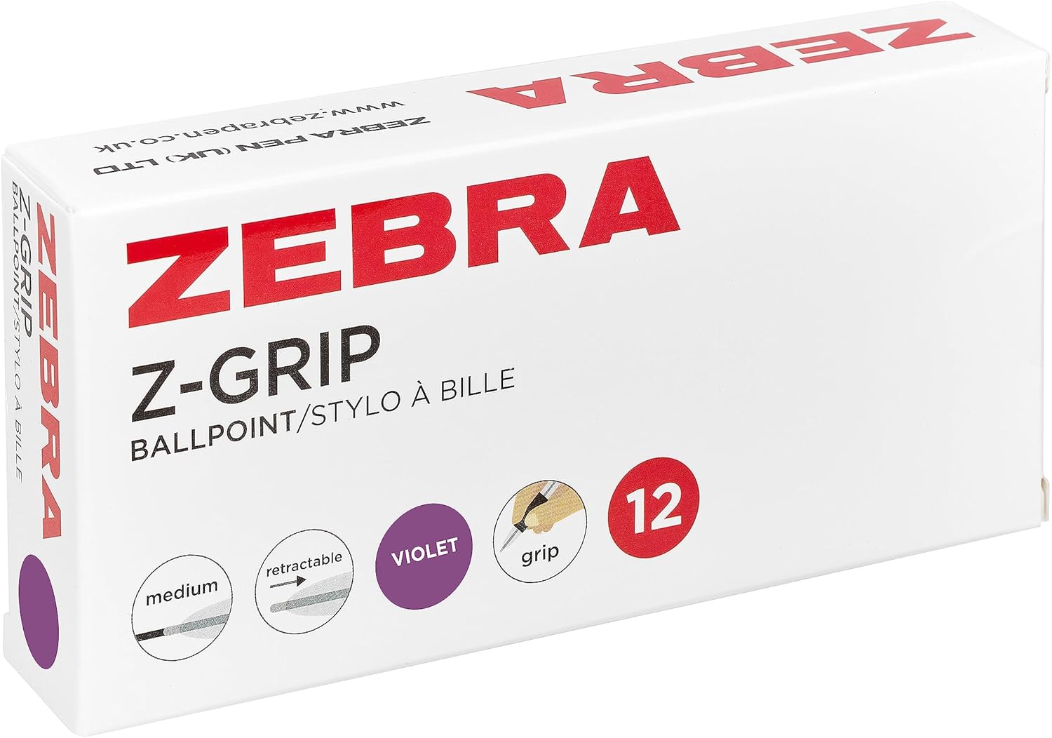 Zebra Z-Grip 1.0 mm Ballpoint Pen - Violet (Pack of 12