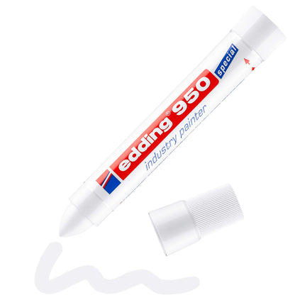 edding 950 industry painter - white - 10 pens - round tip 10 mm - marker for writing on metal, rocks, wood - rough or wet surfaces - Permanent, waterproof 01: 10 Pens - White 1 count (Pack of 10