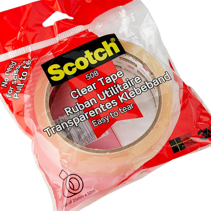 Scotch 25 mm x 50 m Easy Tear Tape - Clear (Pack of 2