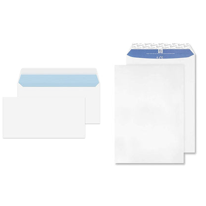 Blake Purely Everyday DL 110 x 220 mm 100 GSM Peel and Seal Envelopes (23882/50 PR) White, Pack of with Premium Pure C4 229 x 324 mm 120 GSM Recycled Peel & Seal Pocket Envelopes (RP84653) Super WHI