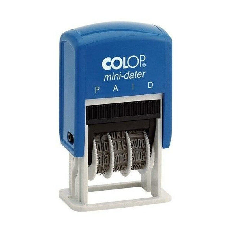 Colop S160-L2 Mini Text Dater Stamp PAID 12 Years Self-Inking Imprint 12 x 25mm Red/Blue Ref 14560200