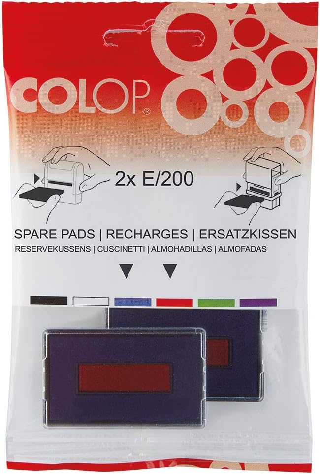 COLOP E/200 Black Replacement Ink Pads - Pack of 2 | 107109 | Black Stamp Pads to fit COLOP S260, S220, S220/W, S226, S226/P and S260 DIY Set