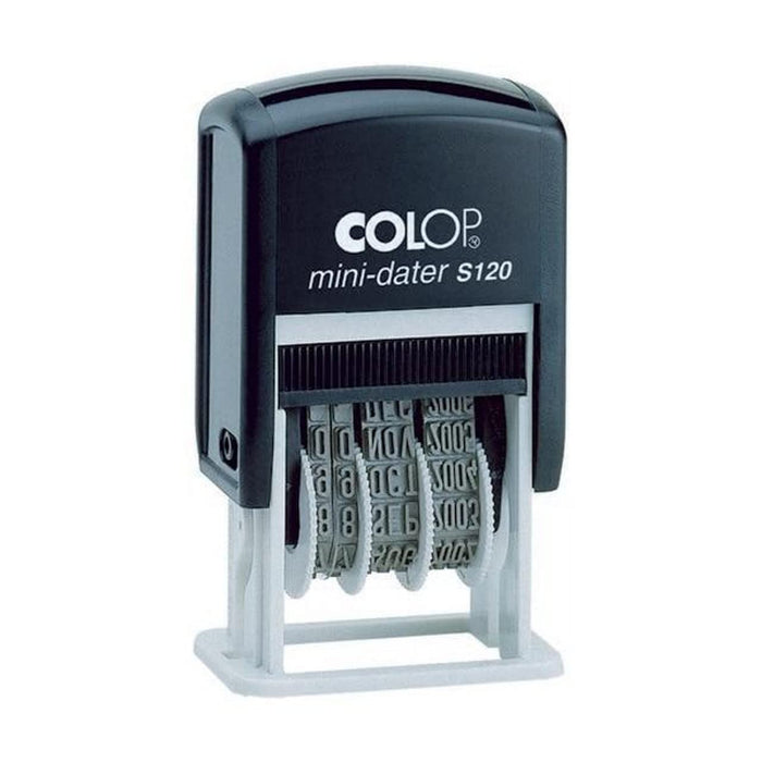 COLOP S120 Mini Dater Stamp - Black Ink | 104834 | 4mm Adjustable Self-inking Date Stamp | Manually Adjustable - Runs for 12 Years