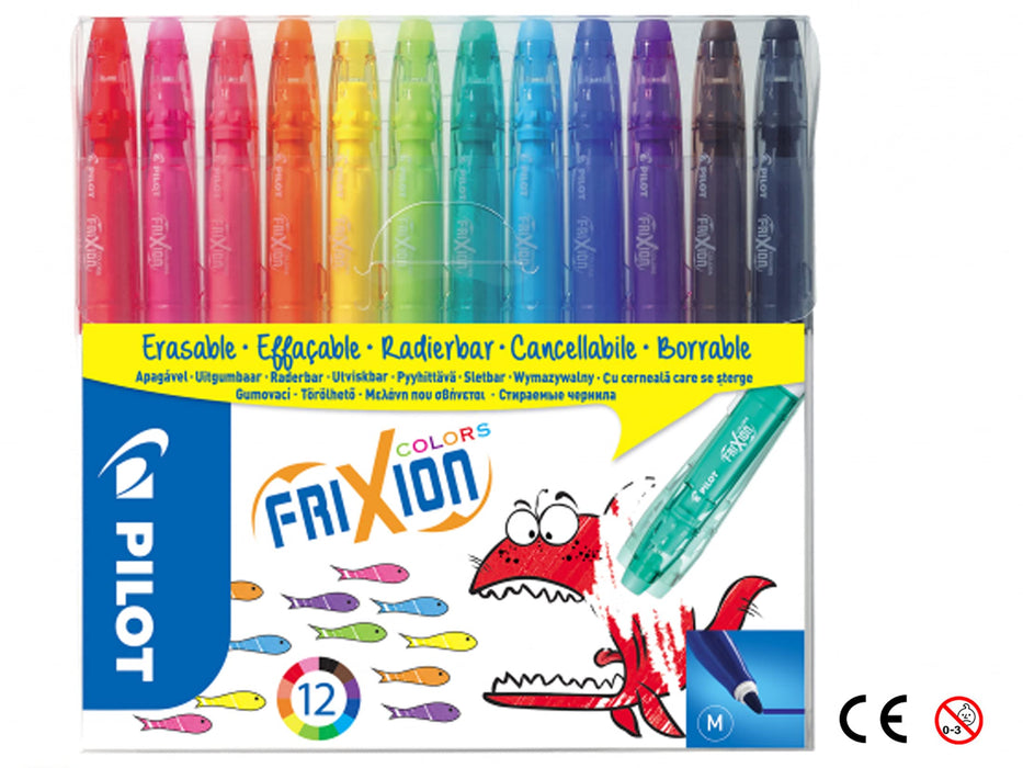Pilot Frixion Colors Erasable Fibre Tip Colouring Pen - Assorted, Pack of 12 Assorted 1 count (Pack of 12)
