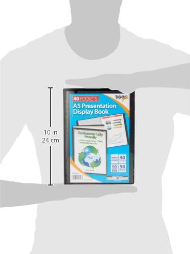 Tiger 301718 40 A5 Pocket Presentation Display Book - Black,Medium