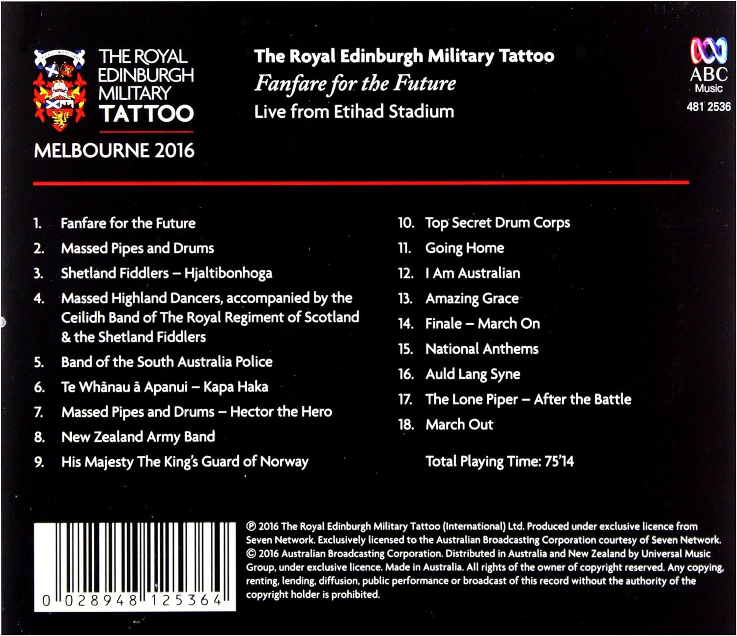Royal Edinburgh Military Tatto Melbourne 2016 - Fanfare For The Future