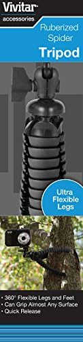 Vivitar 7 Inch Rubberized Flexible Sturdy Black Spider Tripod, Standard Camera Mount, Perfect for Travel (VIV-SP-7-BLK