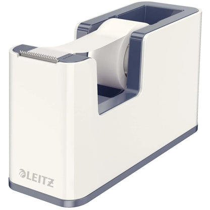 Leitz Tape Dispenser, Heavy Base with Tape, Wow Range, Pearl White/Grey