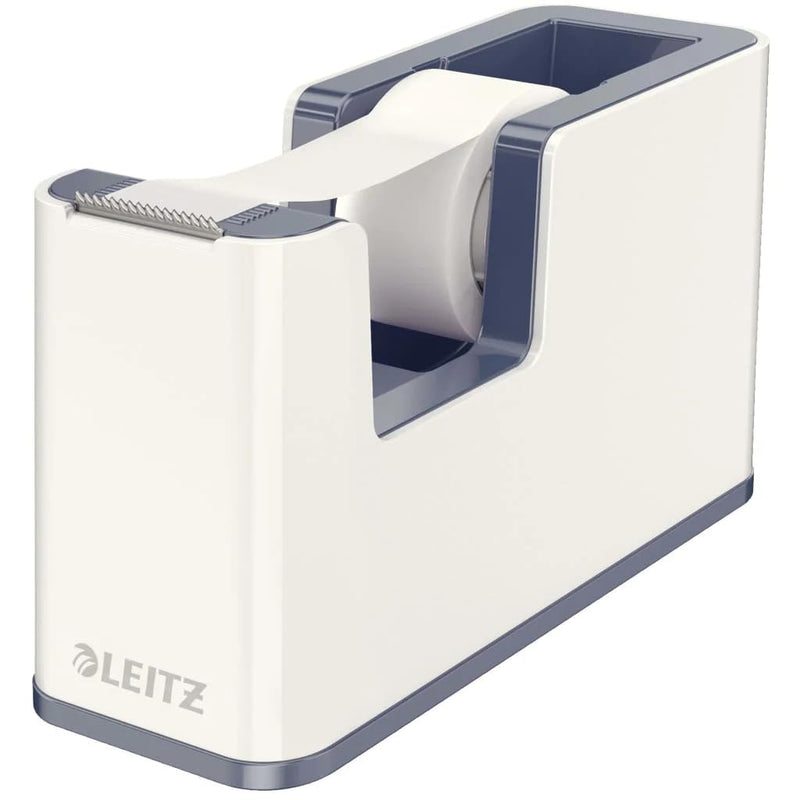 Leitz Tape Dispenser, Heavy Base with Tape, Wow Range, Pearl White/Grey