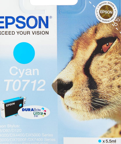 Epson C13T07124012 - Cartucho de tinta para Stylus D78 y otros, paquete estándar, color cian válido para los modelos Stylus, Stylus Office y otros
