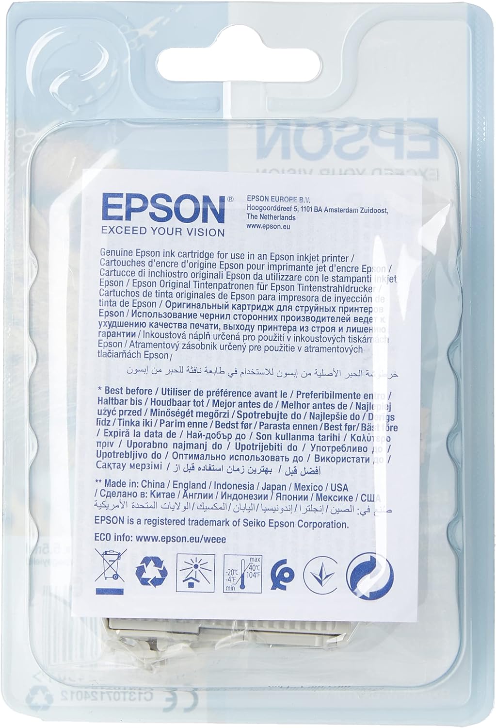 Epson C13T07124012 - Cartucho de tinta para Stylus D78 y otros, paquete estándar, color cian válido para los modelos Stylus, Stylus Office y otros