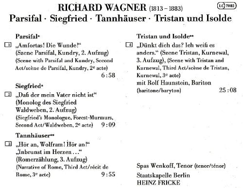 Wagner - Parsifal Siegfried Tannhauser T
