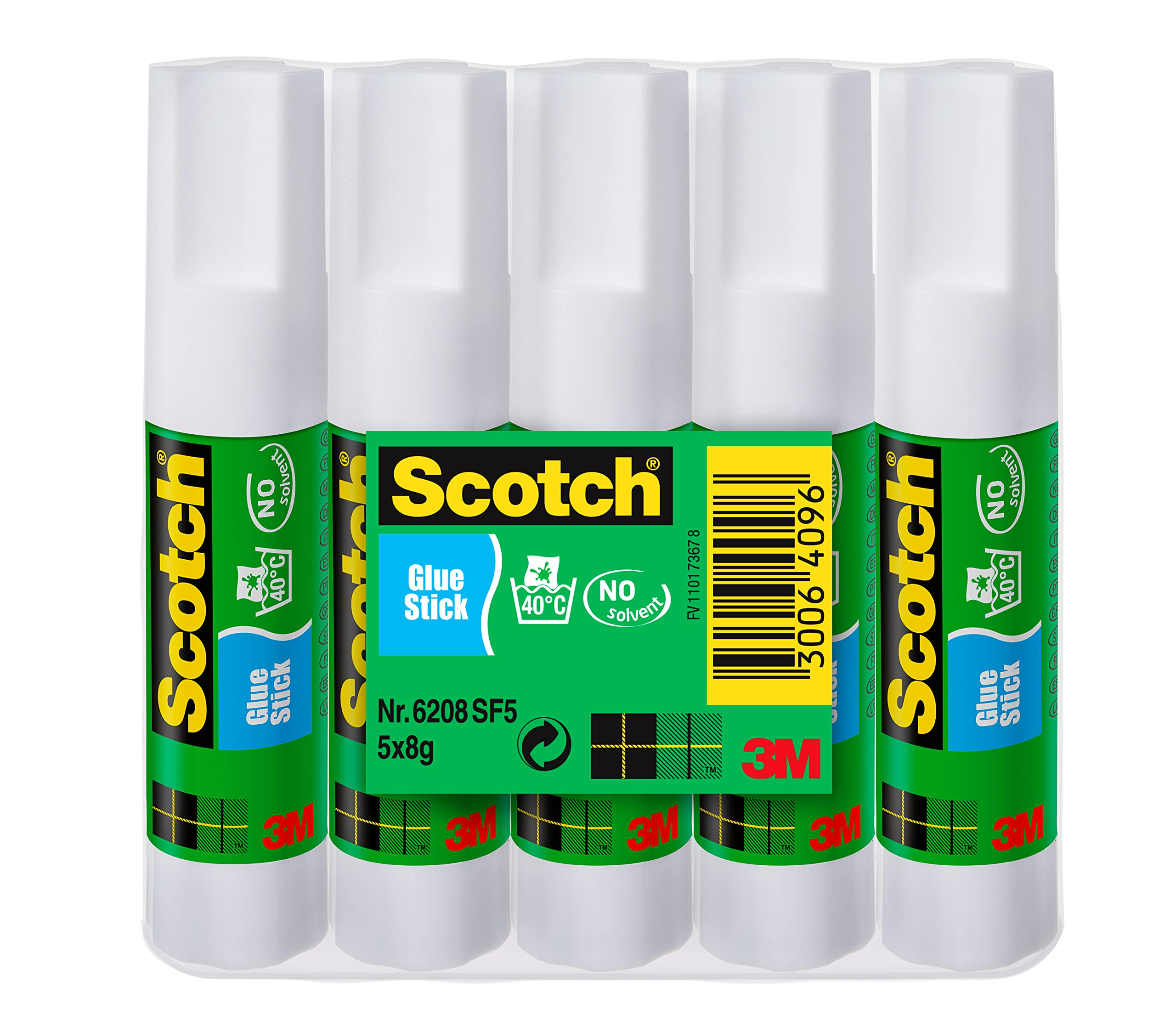 Scotch Permanent Klebestift - 1 Packung mit 5 Klebesticks ohne Lösungsmittel - 8g pro Stick - Mehrzweck-Klebestift für zu Hause, in der Schule oder im Büro