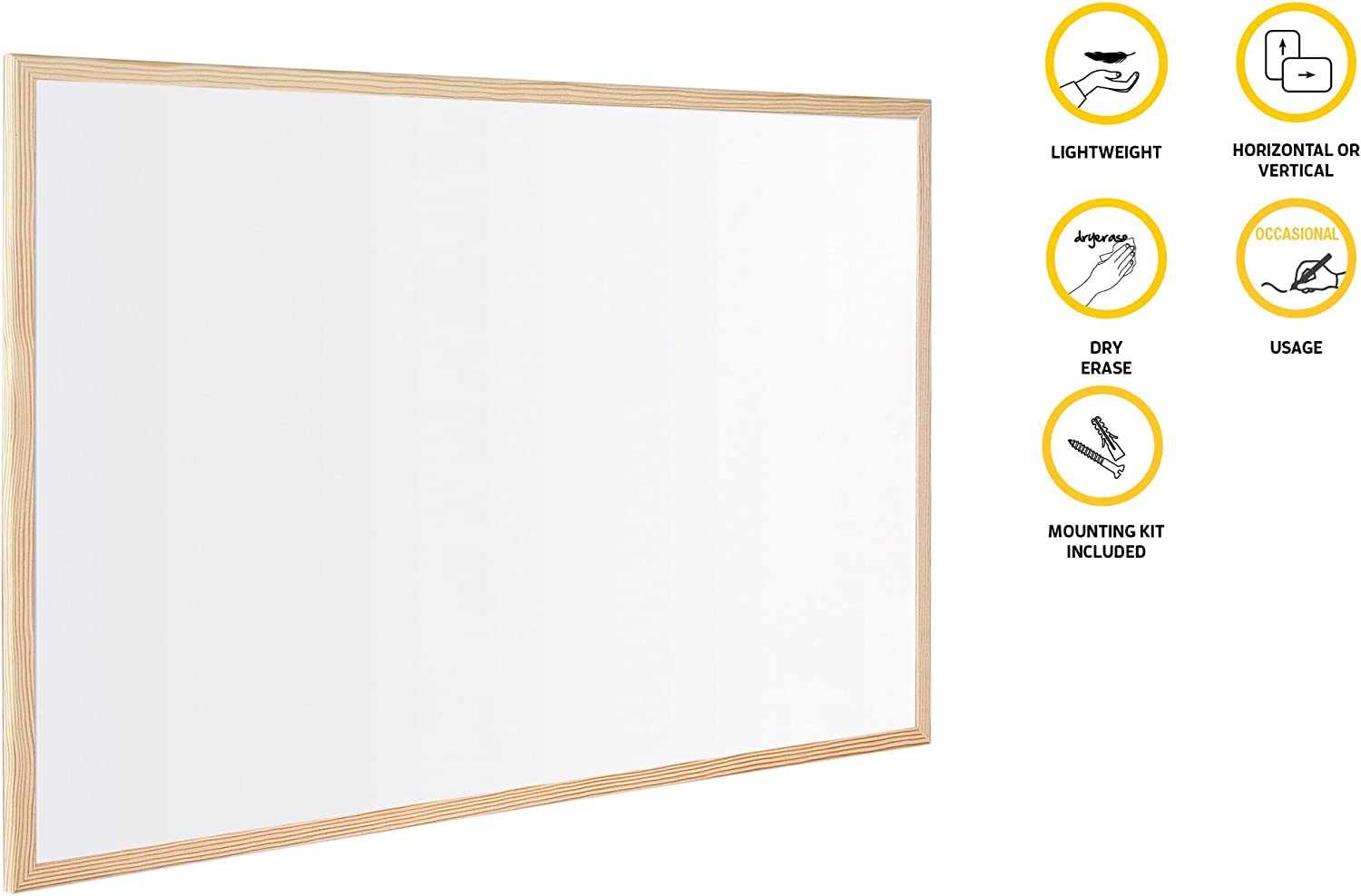Bi-Office MP01001010 400 x 300 mm Drywipe Wood Frame Board - White