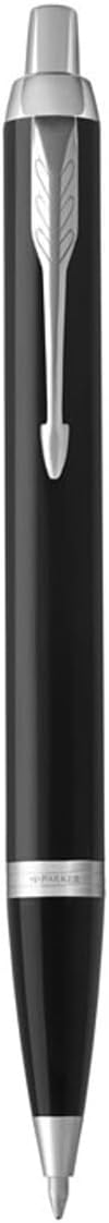 Parker 1931665 IM Penna a Sfera, Punta Media e Ricarica di Inchiostro Blu, Black Lacquer Chrome Trim