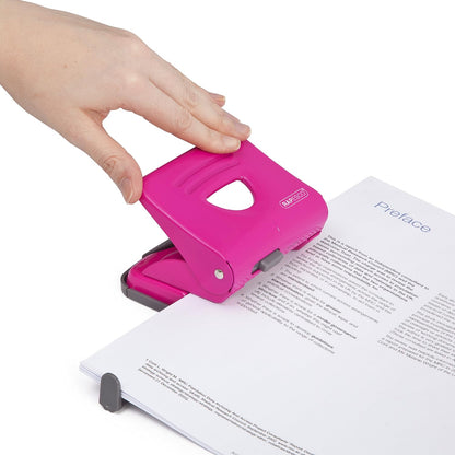 Rapesco 1360 825 2-Hole Metal Punch, 25 Sheet Capacity, Hot Pink